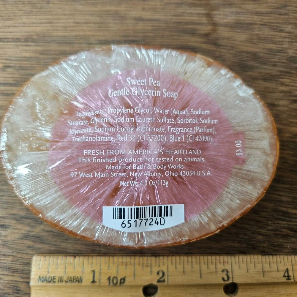 Bath & Body Works Sweet Pea Gentle Glycerin Soap Bar‎ 4oz Vtg Sunburst Logo NEW